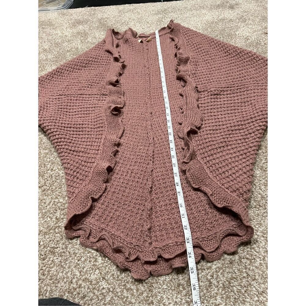 Anthropologie moth cardigan sweater scalloped edge waffle knit boho size S - Picture 9 of 10